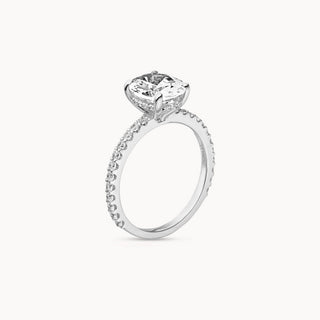 1.50 - 3.50 CT Oval Cut CVD Diamond Pave Setting Engagement Ring