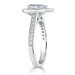 Bague de fiançailles en moissanite à facettes taille poire de 1,52 ct avec pavé de canal halo