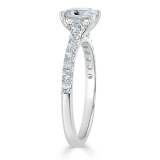 Bague de fiançailles à serti pavé et solitaire taille radiant de 0,75 ct