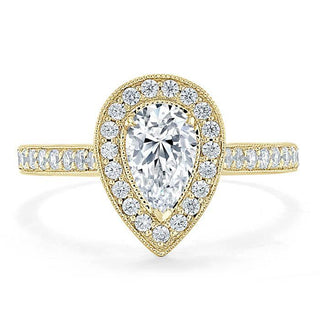 1.52 CT Pear Shaped Moissanite Halo Engagement Ring