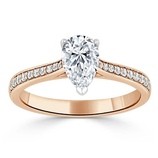 Bague de fiançailles solitaire en moissanite en forme de poire de 0,75 ct