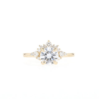 1.05CT Round Solitaire Cluster Moissanite Diamond Engagement Ring  In Solid Gold