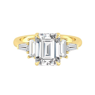 5.75 CT Emerald Cut 3 Stone Moissanite Engagement Ring