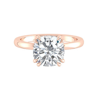 Bague de fiançailles avec halo caché en moissanite en forme de coussin de 2,0 ct