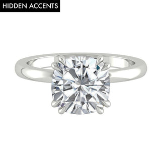 2.0 CT Cushion Shaped Moissanite Hidden Halo Engagement Ring