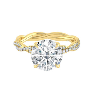 4.11 CT Round Cut Twisted Pave Moissanite Engagement Ring