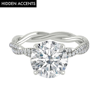 4.11 CT Round Cut Twisted Pave Moissanite Engagement Ring