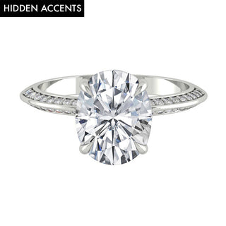 Bague de fiançailles en moissanite à halo caché de taille ovale de 5,18 ct