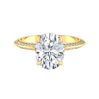 Bague de fiançailles en moissanite à halo caché de taille ovale de 5,18 ct