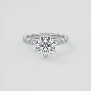 2CT Round Brilliant Cut Diamond Moissanite Prong Halo Engagement Ring - ELITE CARAT