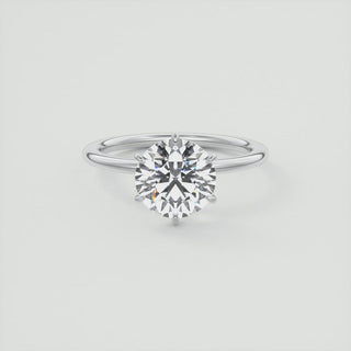 2CT Round Six Prong Moissanite Diamond Solitaire Engagement Ring In 14K White Gold