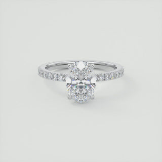 2CT Oval Moissanite Diamond Pave Engagement Ring In 14K White Gold