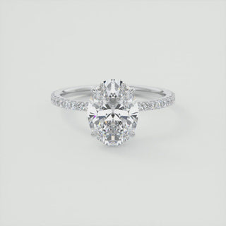 2CT Oval Moissanite Diamond Engagement Ring With Pave Setting