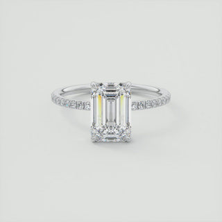 2.15CT Emerald Cut Diamond Moissanite Prong Halo Engagement Ring - ELITE CARAT