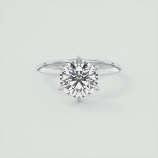 2CT Round Six Prong Moissanite Diamond Solitaire Engagement Ring In White Gold