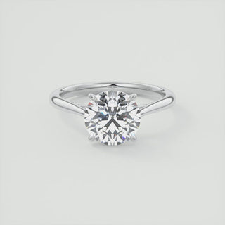 2CT Round Four Prong Moissanite Diamond Solitaire Engagement Ring In 14K White Gold