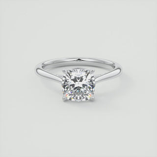 2CT Cushion Moissanite Diamond Solitaire Engagement Ring In 18K White Gold