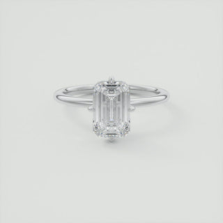 2CT Four Prong Emerald Cut Moissanite Diamond Solitaire Engagement Ring