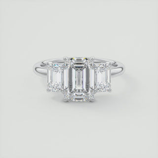 2CT Emerald Cut Three Stone Moissanite Diamond Engagement Ring