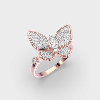 Bague papillon en or avec diamants et moissanite pour femme