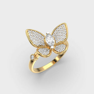 Bague papillon en or avec diamants et moissanite pour femme