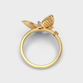 Anillo de diamantes con moissanita y mariposa para mujer en oro