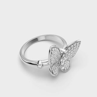 Round Cut Moissanite Butterfly Shaped Diamond Engagement Ring For Women - ELITE CARAT