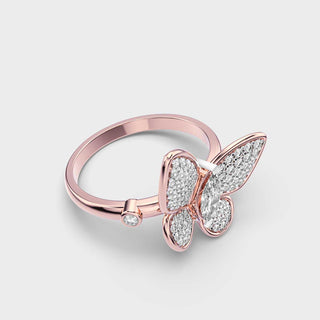 Bague papillon en or avec diamants et moissanite pour femme