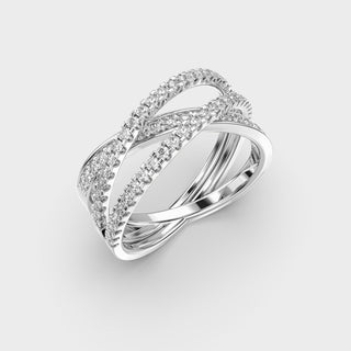 Bague croisée en or avec diamants et moissanite pour femme