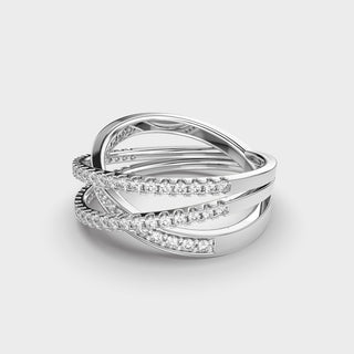 Bague croisée en or avec diamants et moissanite pour femme