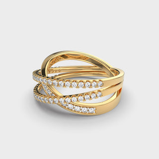 Anillo de diamantes de moissanita cruzados para mujer en oro