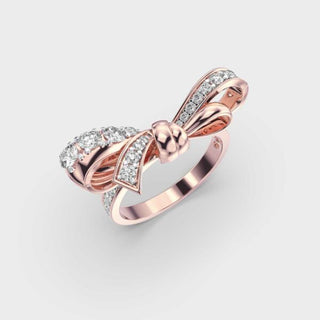 Bague unique en forme de nœud avec diamant et moissanite pour femme