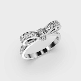 Bague unique en forme de nœud avec diamant et moissanite pour femme