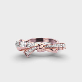 Bague unique en forme de nœud avec diamant et moissanite pour femme