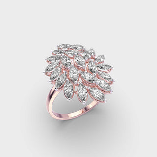 Anillo de diamantes de moissanita en racimo de talla marquesa para mujer 