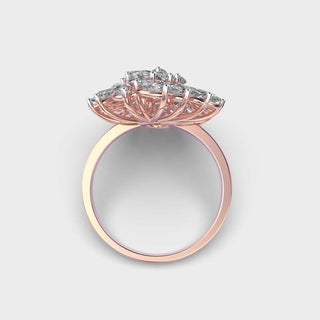 Bague en diamants à grappes de moissanite taille marquise pour femme 