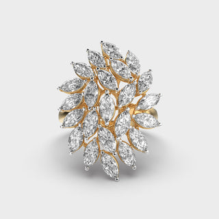 Bague en diamants à grappes de moissanite taille marquise pour femme 