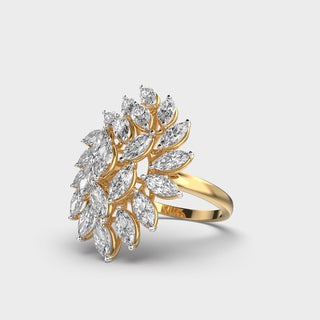 Bague en diamants à grappes de moissanite taille marquise pour femme 