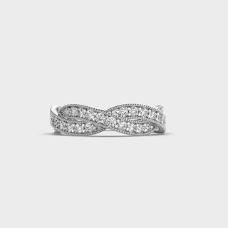 Bague Infinity Millgrain en or blanc avec diamants et moissanite