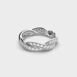 Round Cut Diamond Infinity Moissanite Diamond Wedding Band For Women