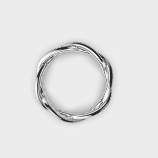 Bague Infinity Millgrain en or blanc avec diamants et moissanite