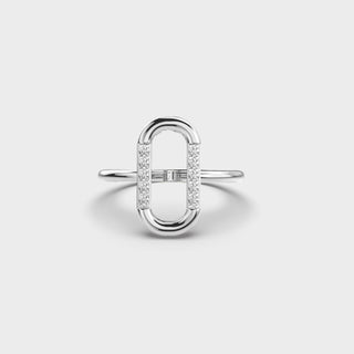 Bague minimaliste solitaire en moissanite de forme rectangulaire