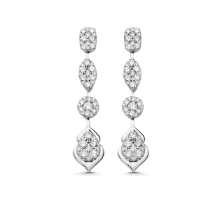 Boucles d'oreilles pendantes en diamants et moissanite ronde de 1,44 TCW