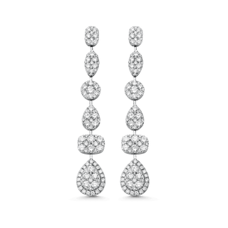 Boucles d'oreilles pendantes en diamants et moissanite ronde 3,06 TCW