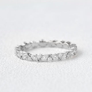 Alliance de mariage en pierre alternative en moissanite de forme ronde et marquise de 0,4 ct