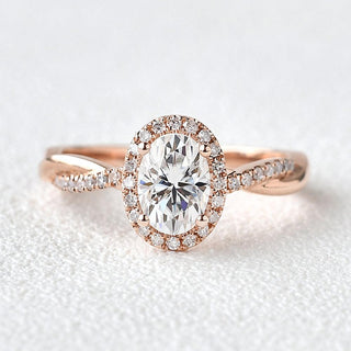 1.33 CT Oval Shaped Moissanite Halo Engagement Ring