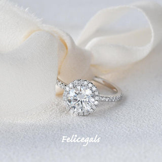 1.0 CT Round Shaped Moissanite Halo Engagement Ring