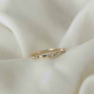 0.15 TCW Princess & Round Cut Dainty Moissanite Wedding Band