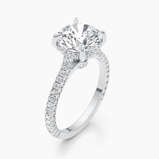 1.50-3.50 CT Round Hidden Halo & Pave Diamond Engagement Ring