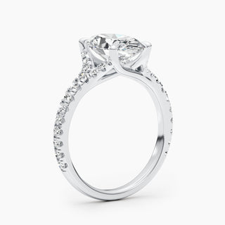 Bague de fiançailles avec diamants ovales pavés F-VS de 2,63 ct